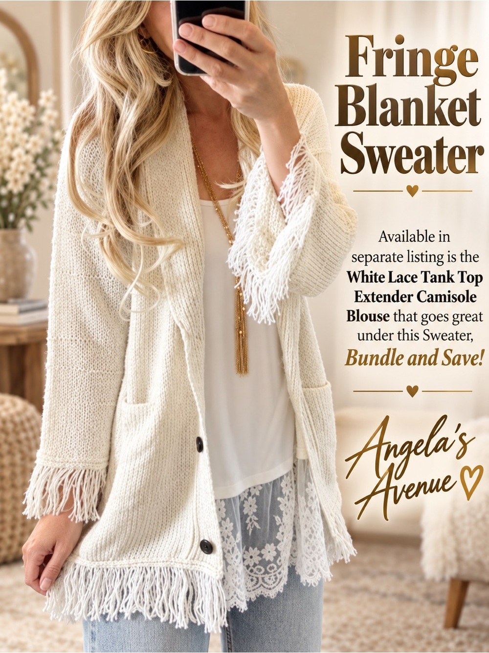 Fringe Blanket Sweater NEW